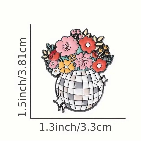 Floral Mirrorball Enamel Pin NWT - Picture 7 of 7
